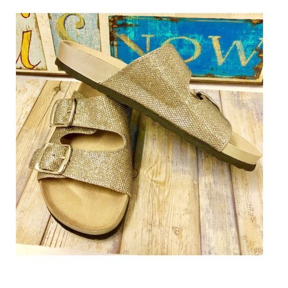 white mountain gold glitter sandals